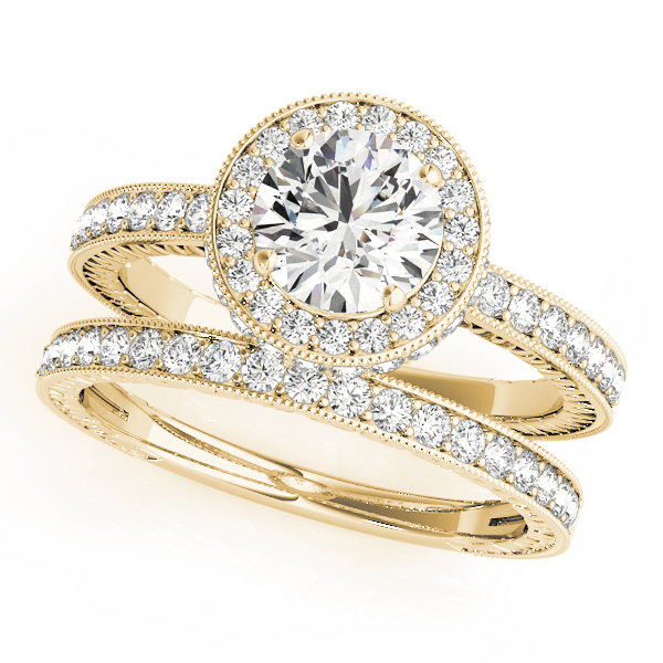 The Ava Halo Engagement Ring II, set view