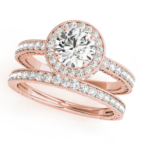 The Ava Halo Engagement Ring II, set view