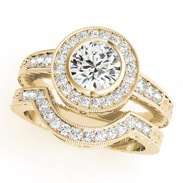 The Zara Halo Engagement Ring, set view