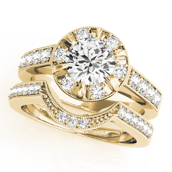 The Eveline Halo Engagement Ring II, set view