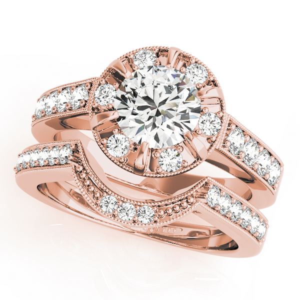 The Eveline Halo Engagement Ring II, set view