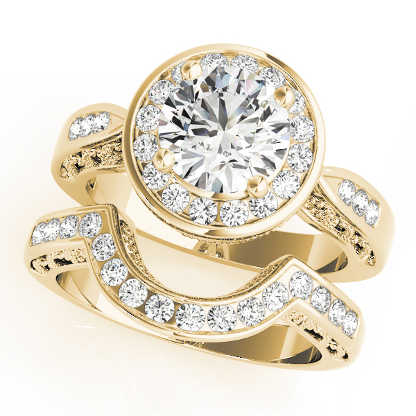 The Simone Halo Engagement Ring II, set view