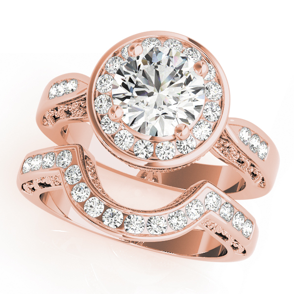 The Simone Halo Engagement Ring II, set view
