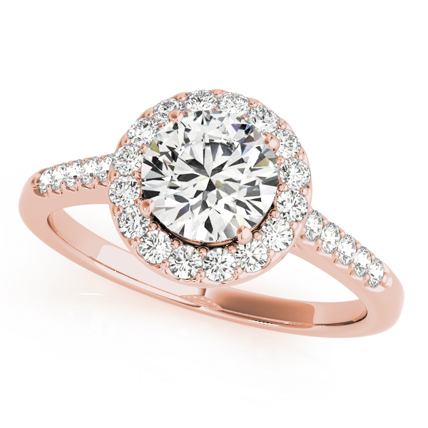 Round Halo Single Row Engagement Ring