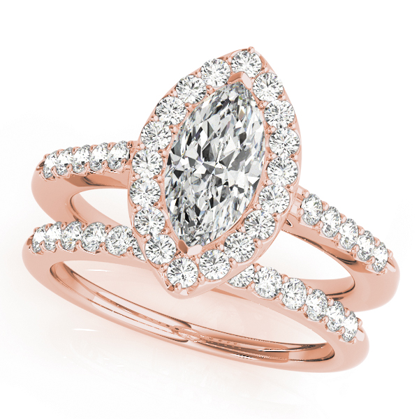 The Rose Halo Engagement Ring, set view