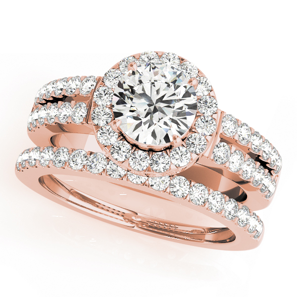 The Sadie Halo Engagement Ring, set view