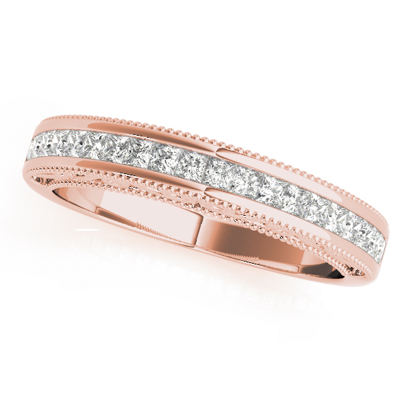 Fancy Shape Princess Cut Milgrain Wedding Band