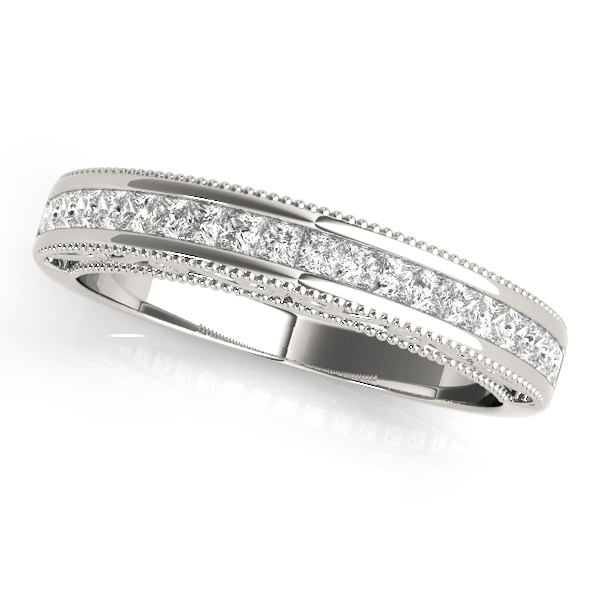 Fancy Shape Princess Cut Milgrain Wedding Band
