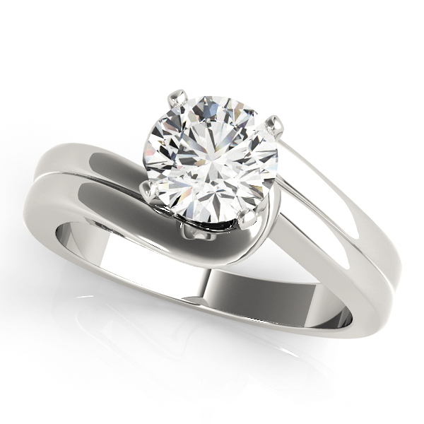 Double Band Swirl Solitaire Engagement Ring