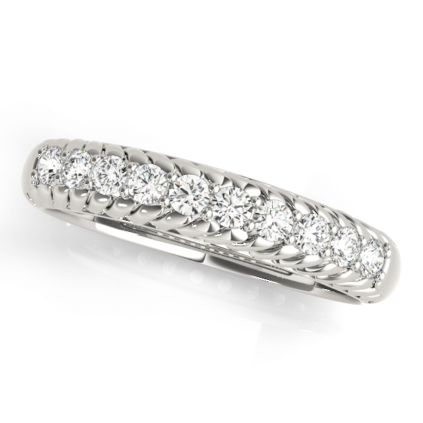 Single Row Prong In Channel Braided Band Wedding Band