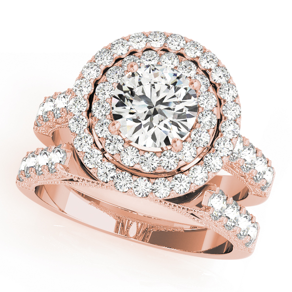 The Chloe Halo Engagement Ring, set view