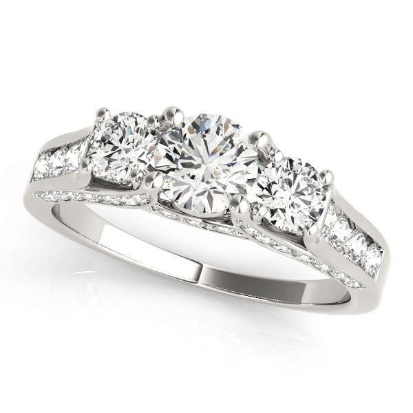 3-Stone Hidden Halo Engagement Rings