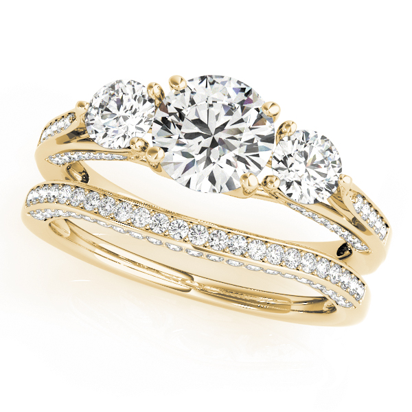 The Tabitha Three-Stone Engagement Ring, set view