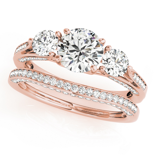 The Tabitha Three-Stone Engagement Ring, set view