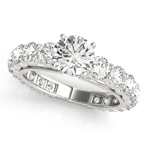 Single Row Prong Milgrain Engagement Rings