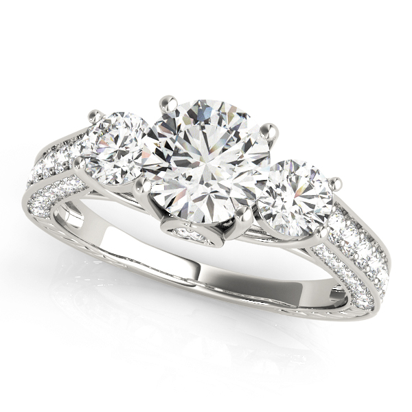 Round 3-Stone Engagement Ring