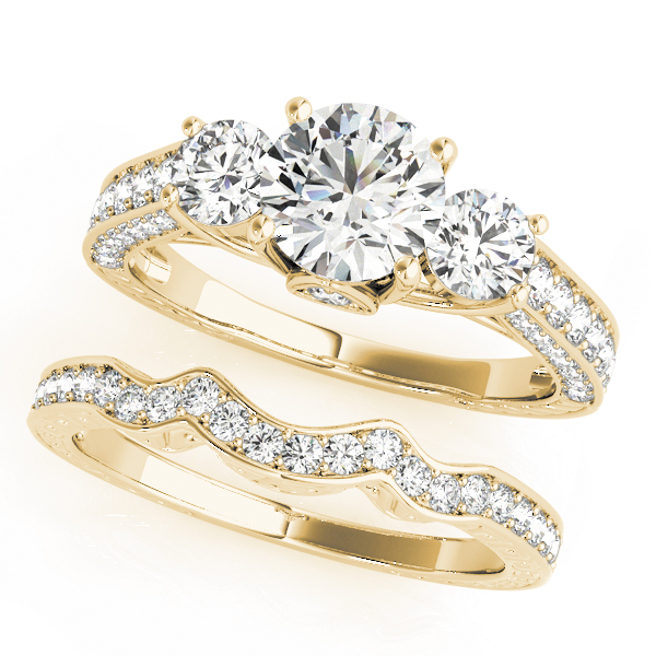 The Eliza Three-Stone Engagement Ring, set view