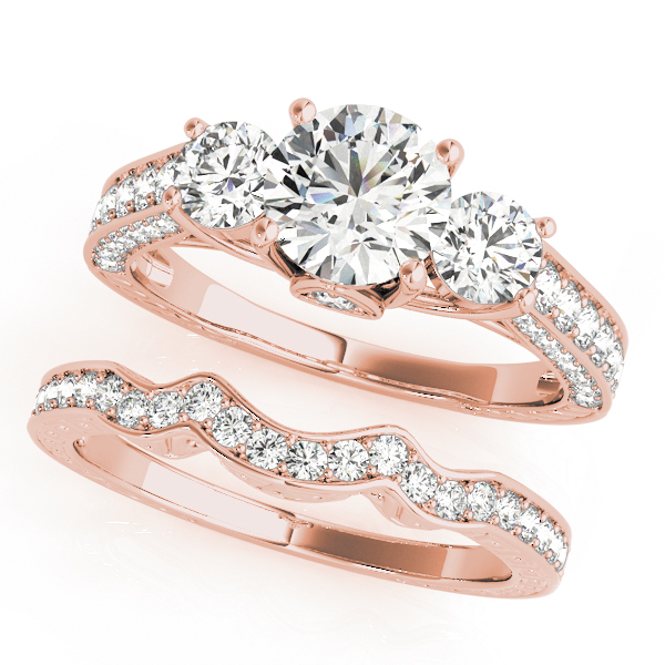 The Eliza Three-Stone Engagement Ring, set view