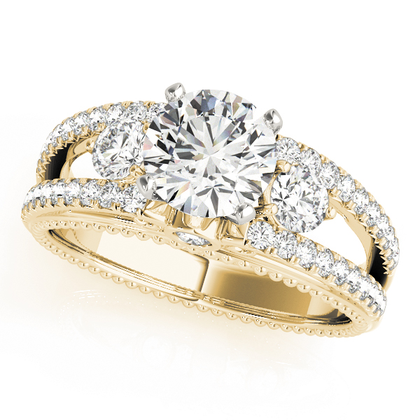 3-Stone Split Shank Vintage Engagement Ring