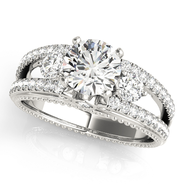 3-Stone Split Shank Vintage Engagement Ring