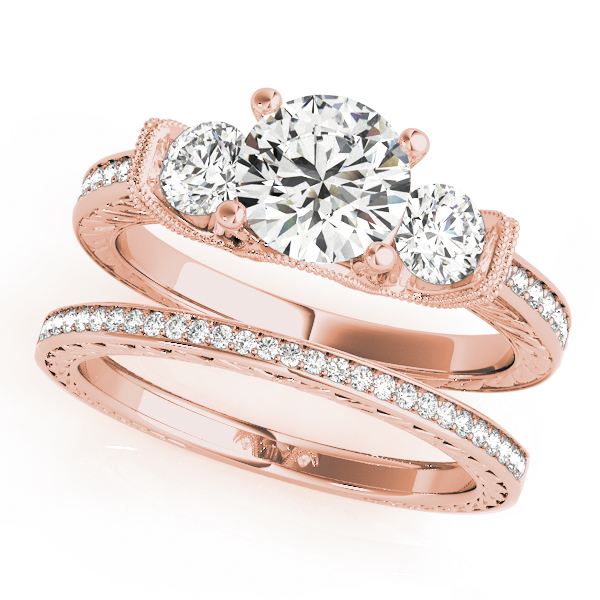 The Sylvia Three-Stone Engagement Ring, set view