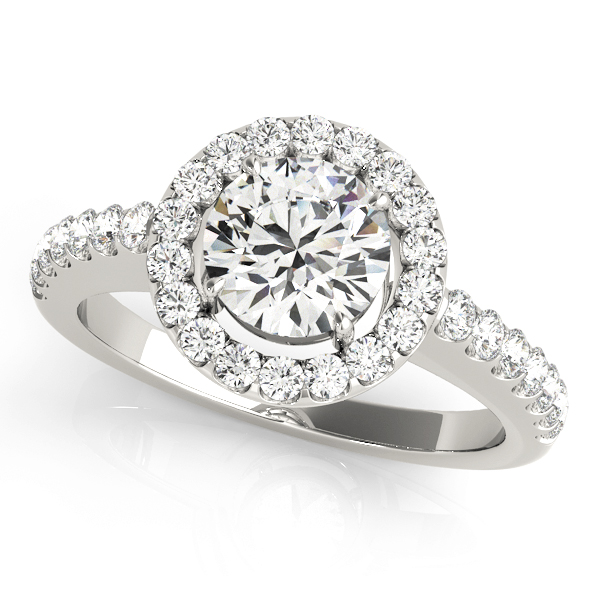 Single Row Halo Round Engagement Ring