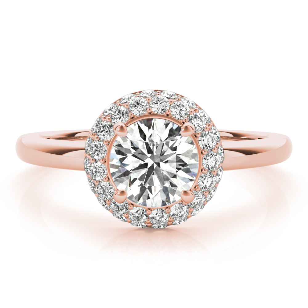 The Aurora Halo Engagement Ring, angled view