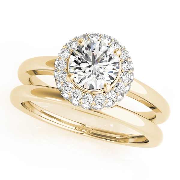 The Aurora Halo Engagement Ring, set view