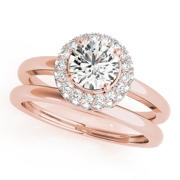 The Aurora Halo Engagement Ring, set view