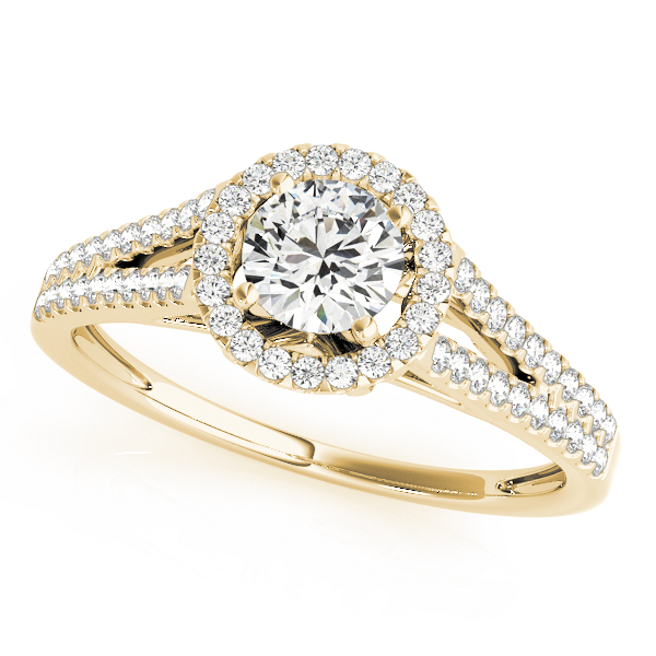 Split Shank Round Halo Engagement Ring