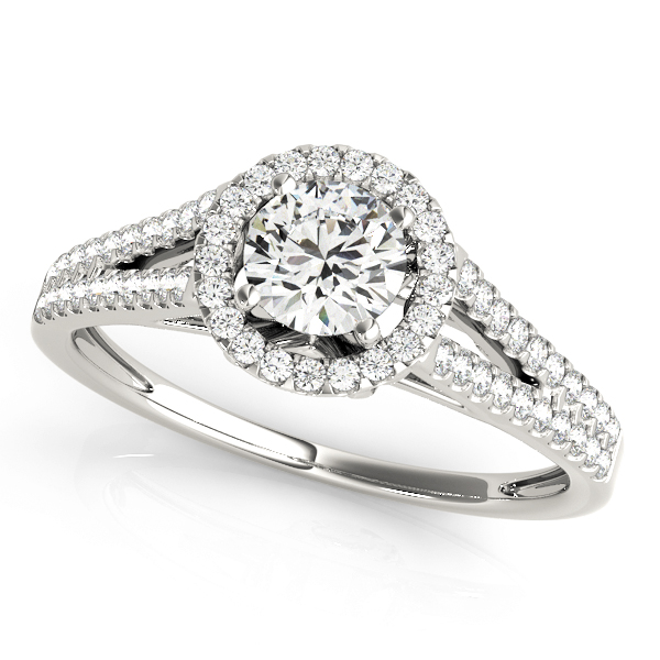 Split Shank Round Halo Engagement Ring
