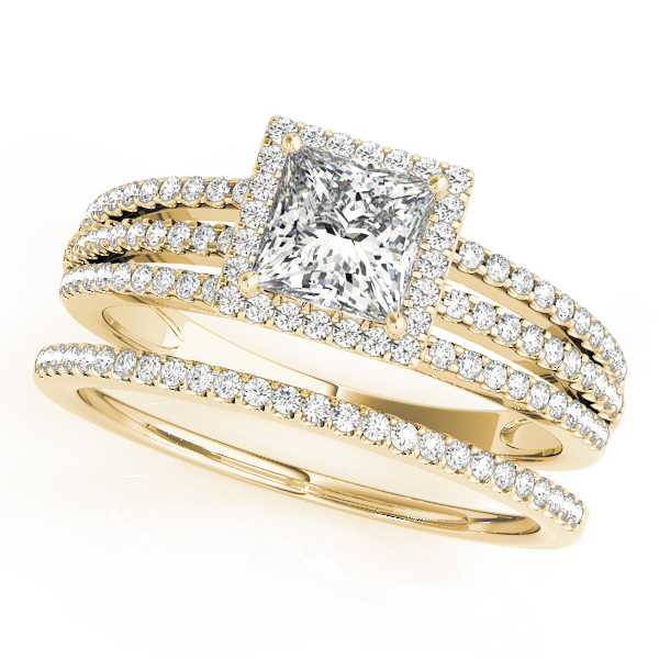 The Bianca Halo Engagement Ring, set view