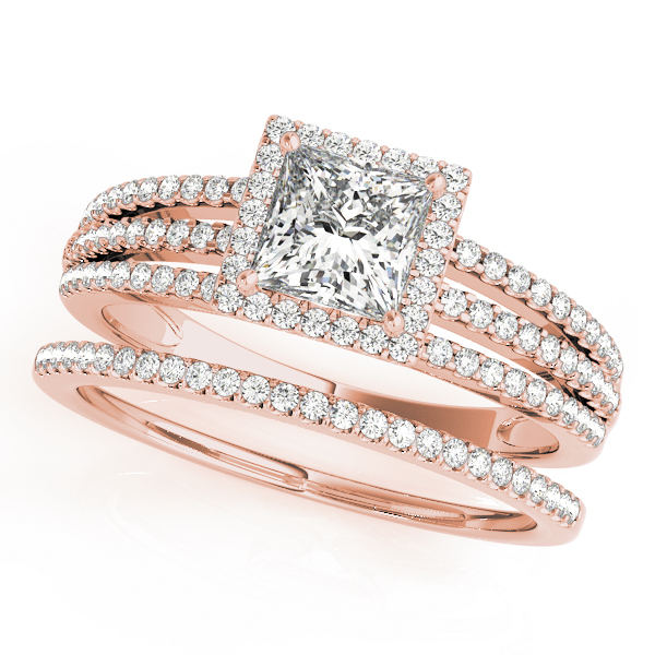 The Bianca Halo Engagement Ring, set view