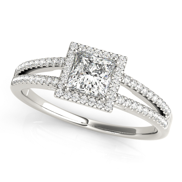 Double Row Split Shank Halo Engagement Ring
