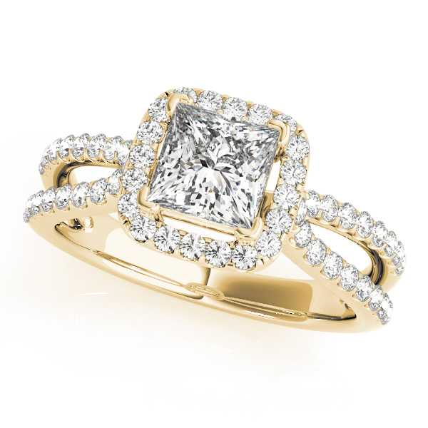 Split Shank Princess Cut Halo Engagement Ring