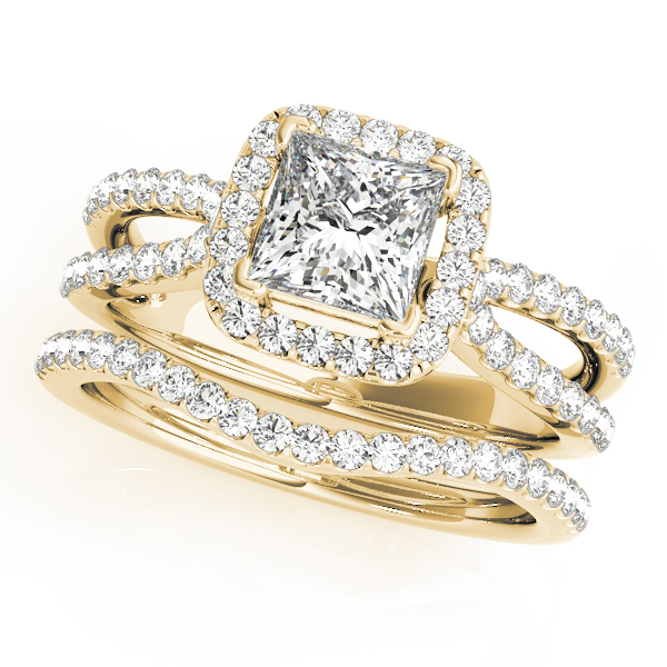 The Charlotte Halo Engagement Ring, set view