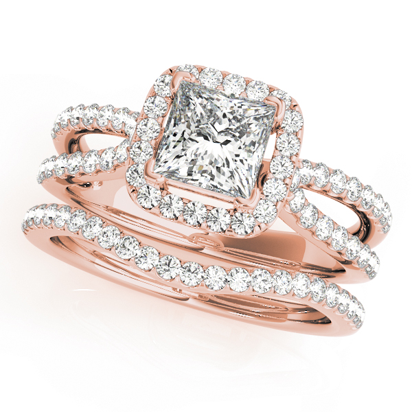 The Charlotte Halo Engagement Ring, set view