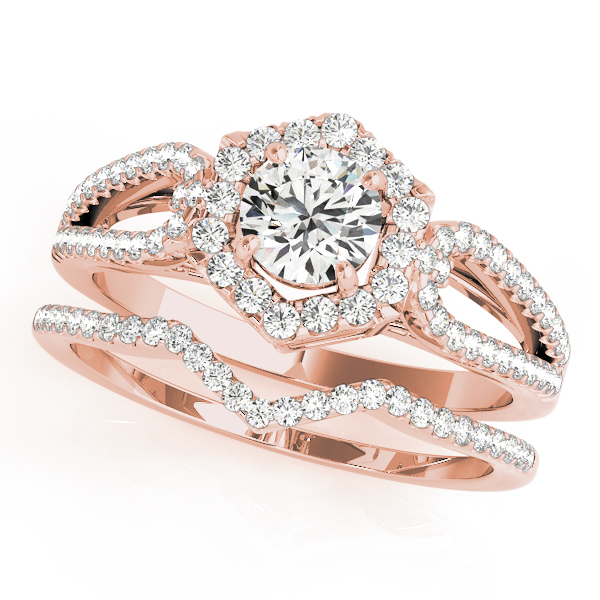The Winifred Halo Engagement Ring, set view