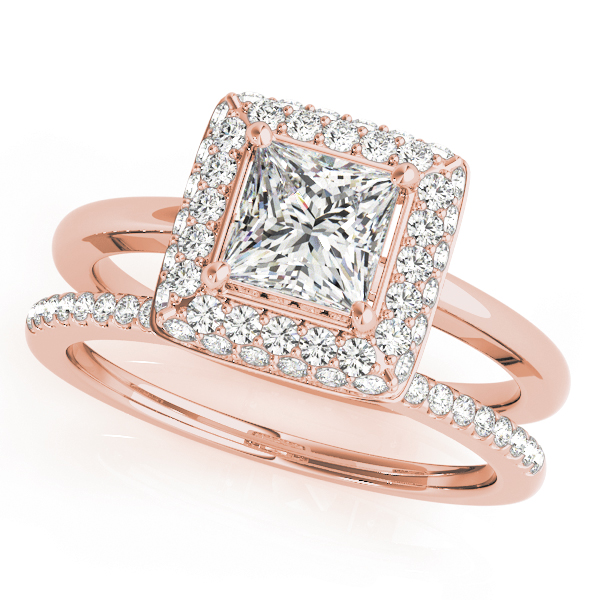 The Lucille Halo Engagement Ring II, set view