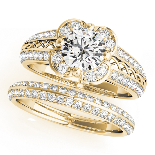 The Blythe Halo Engagement Ring II, set view