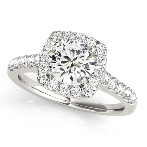 Round Diamond Engagement Ring, Cushion Halo