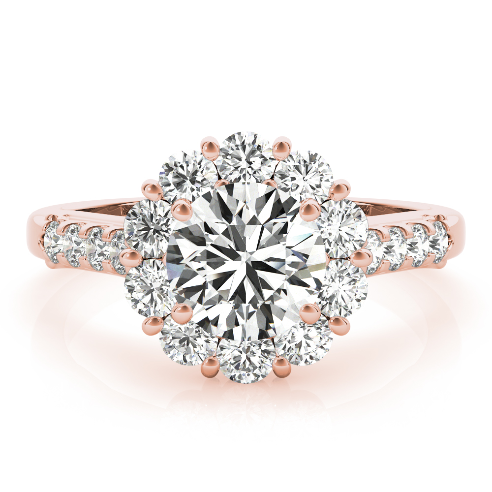The Violet Halo Engagement Ring, angled view