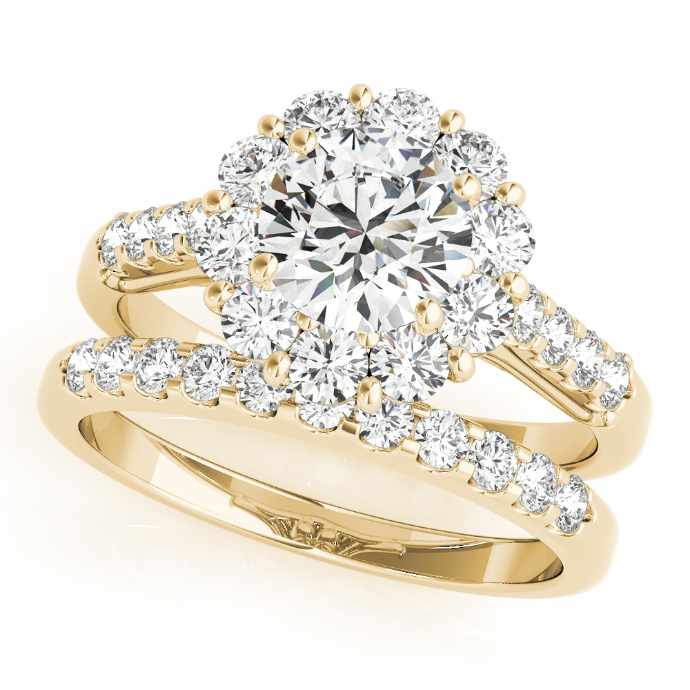 The Violet Halo Engagement Ring, set view