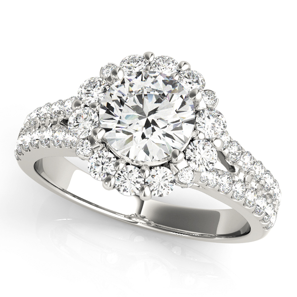 Split Shank Halo Round Engagement Ring