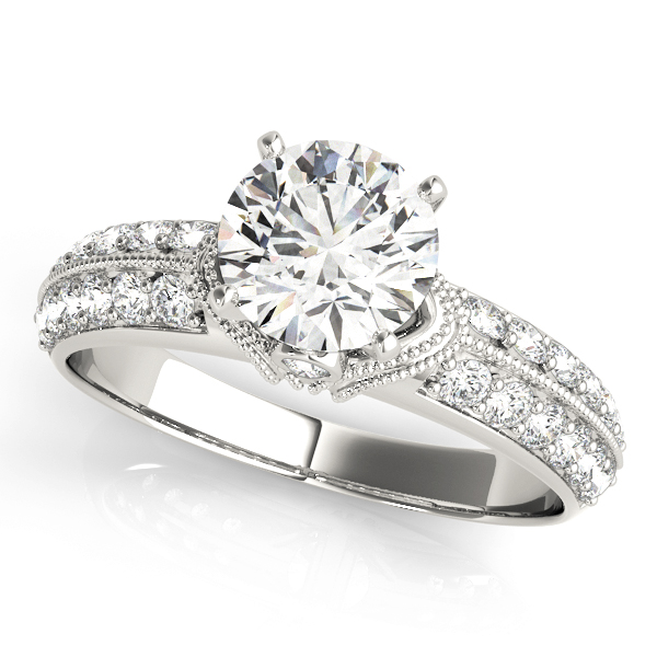 Vintage Halo Milgrain Engagement Ring