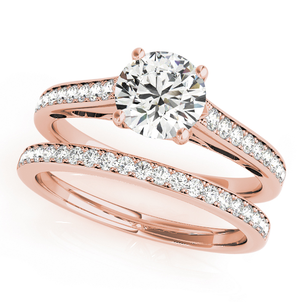 The Lauren Single-Row Engagement Ring, set view