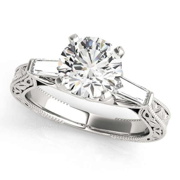 Vintage-Inspired 3-Stone Milgrained Engagement Ring