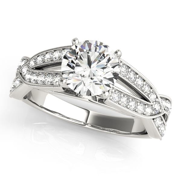 Multirow Split Shank Milgrain Engagement Ring