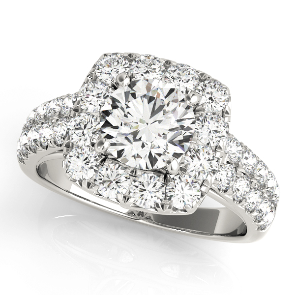 Halo 2-Row Engagement Ring