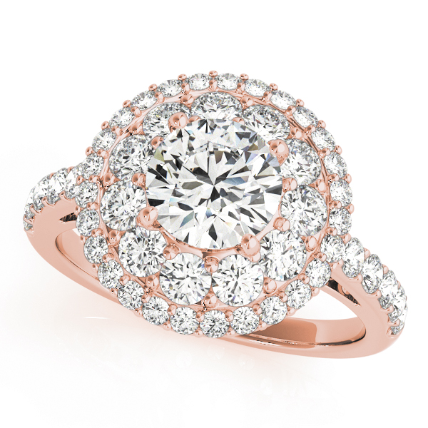 Single Row Double Halo Engagement Rings